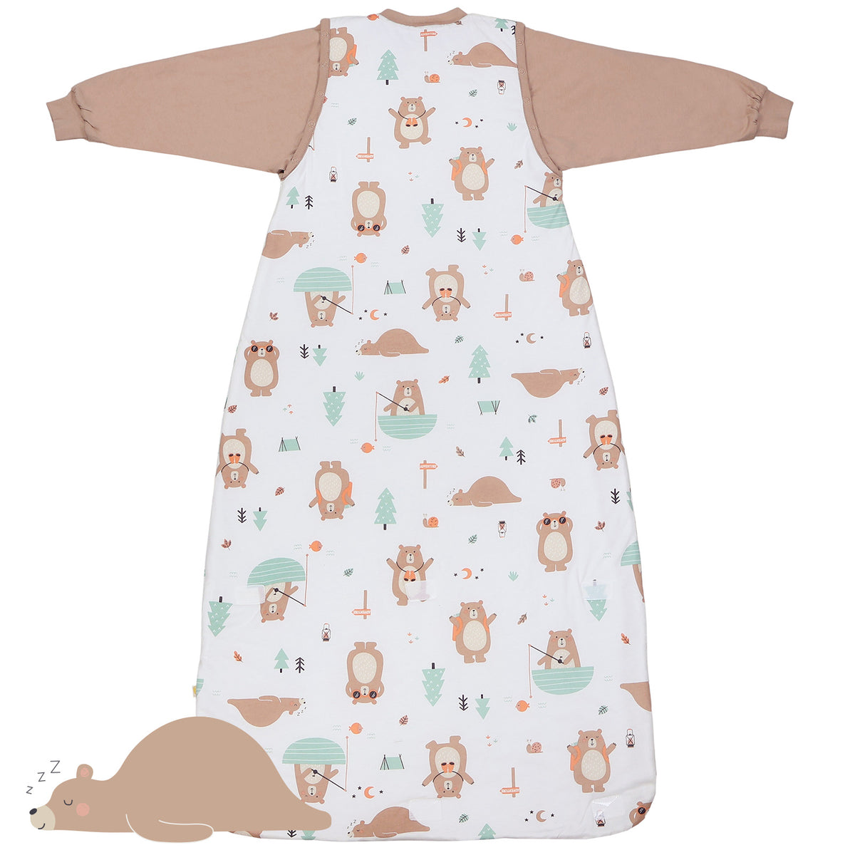 Long Sleeve Baby Sleeping Bag - 3.5 TOG_Explorer Bear_back_471
