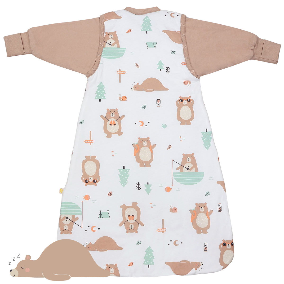 Long Sleeve Baby Sleeping Bag - 3.5 TOG_Explorer Bear_back_471