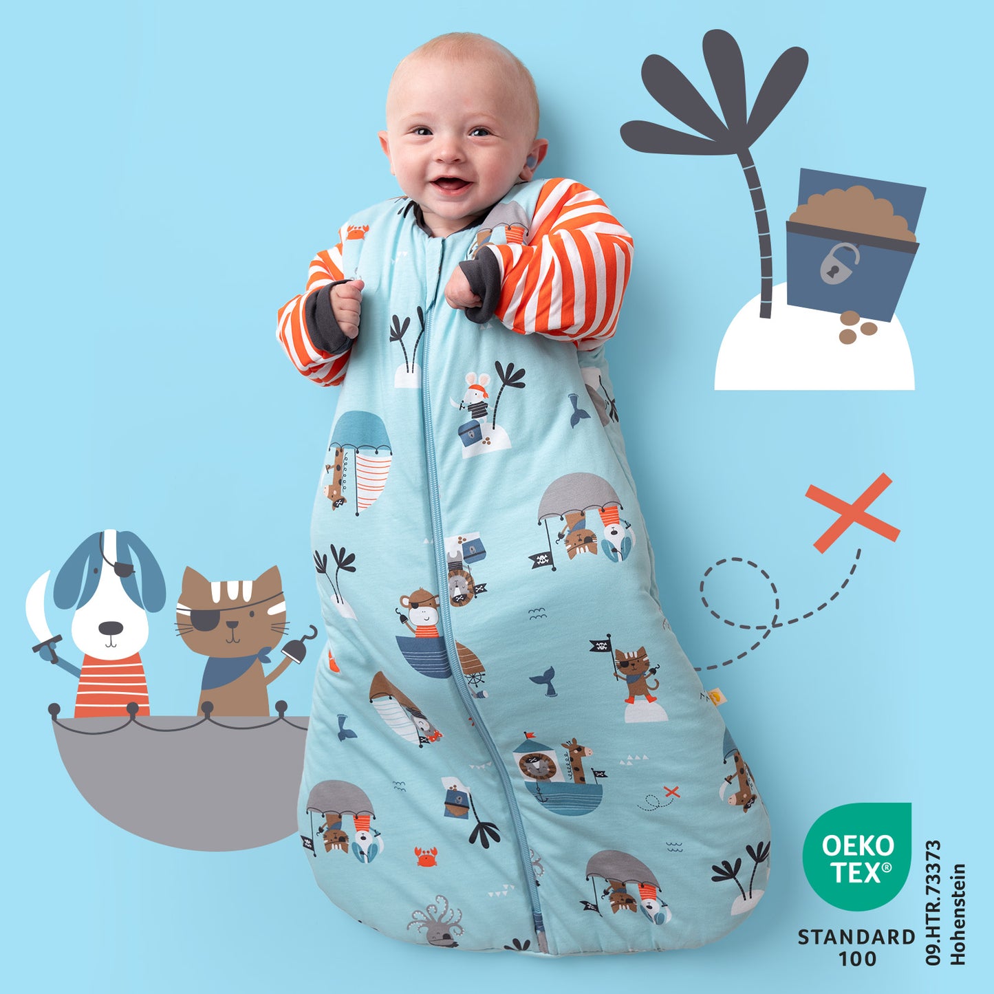 Long Sleeve Baby Sleeping Bag - 3.5 TOG_Pirate_471_2