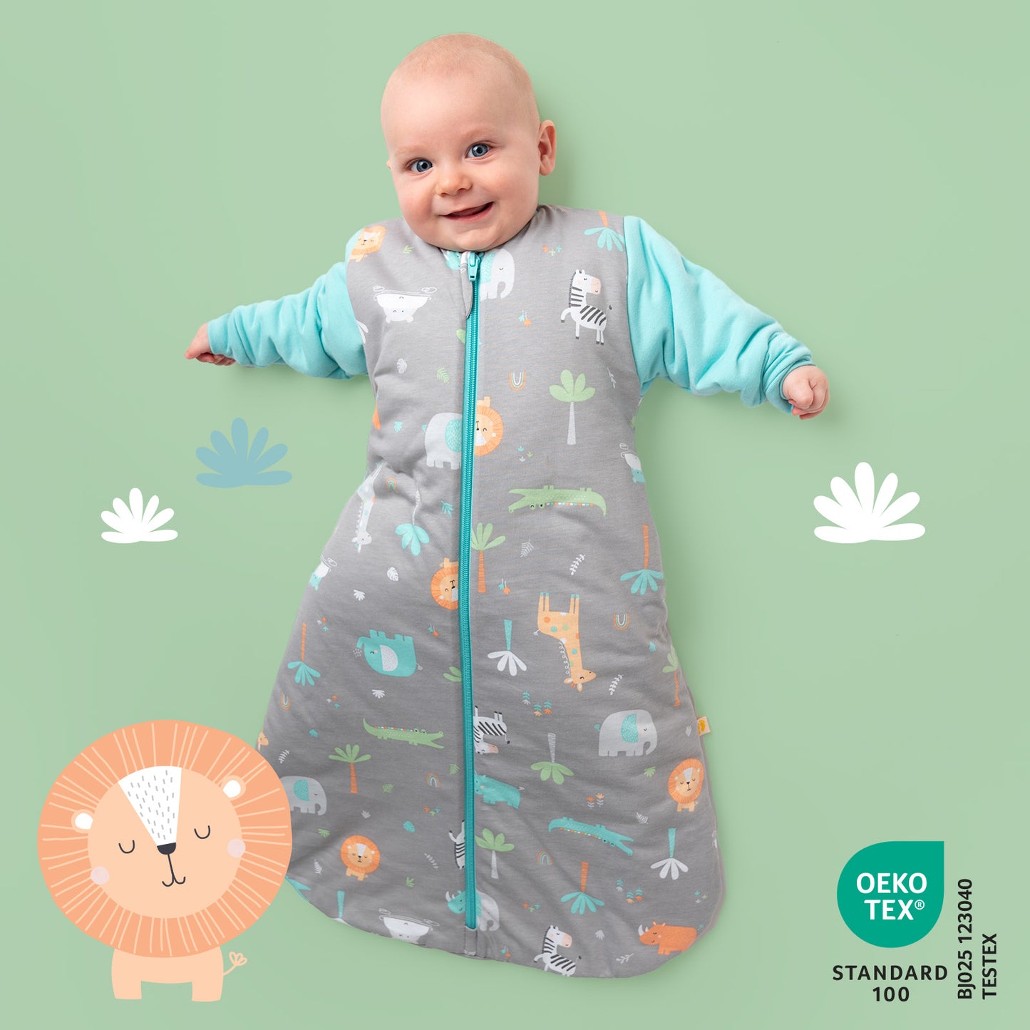 Long Sleeve Baby Sleeping Bag - 3.5 TOG_Safari_471_2