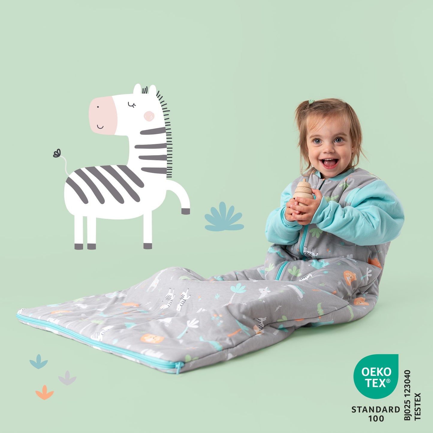 Long Sleeve Baby Sleeping Bag - 3.5 TOG_Safari_471_2