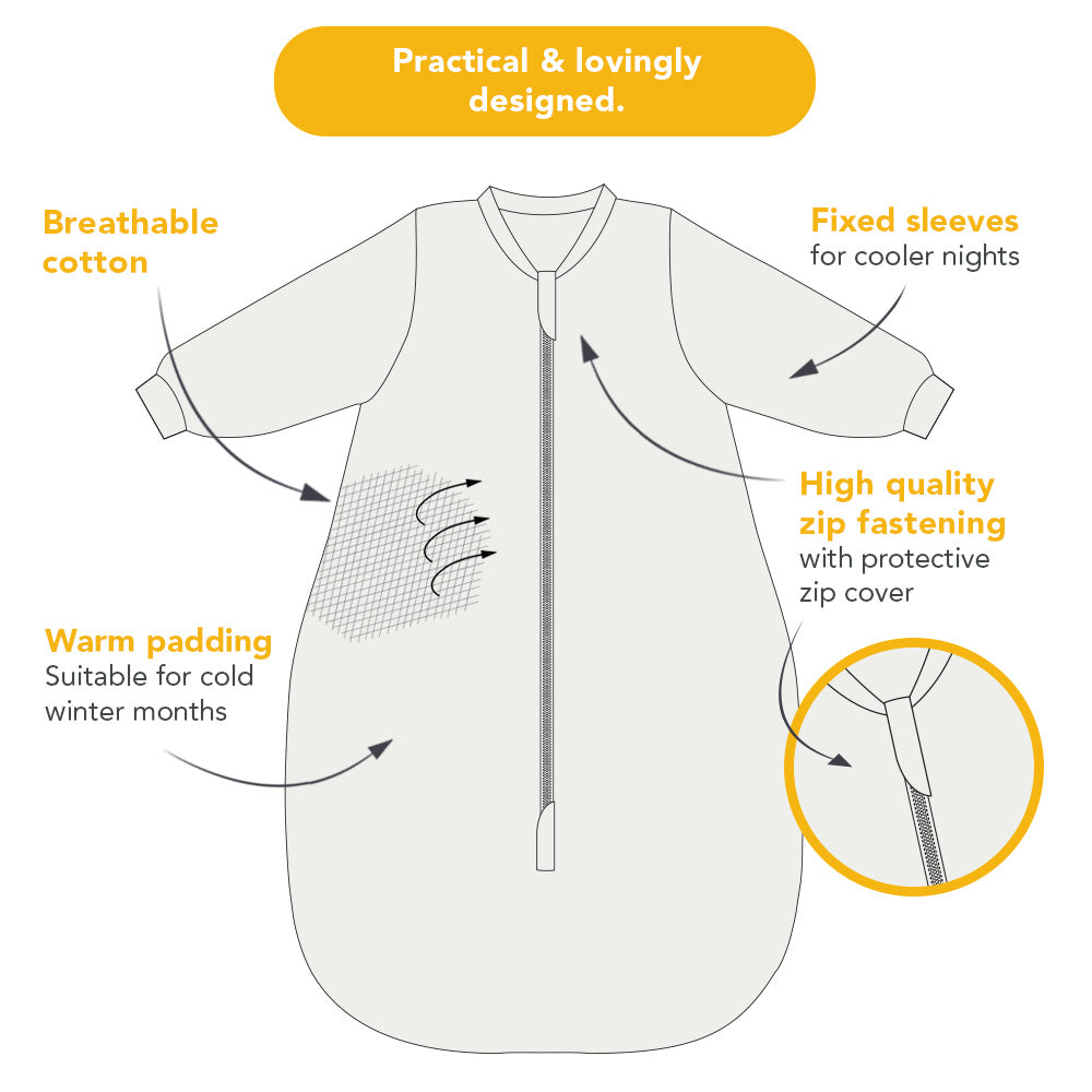 Organic Long Sleeve Baby Sleeping Bag - 3.5 TOG