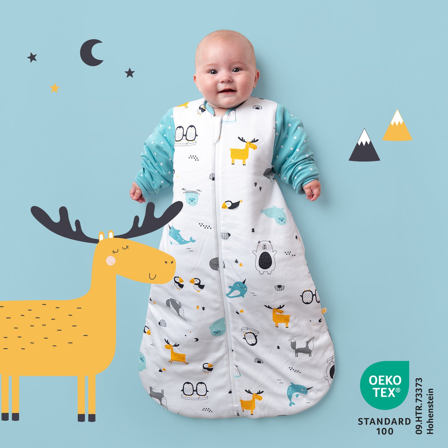 Organic Long Sleeve Baby Sleeping Bag - 3.5 TOG_Polar Pals_472_2