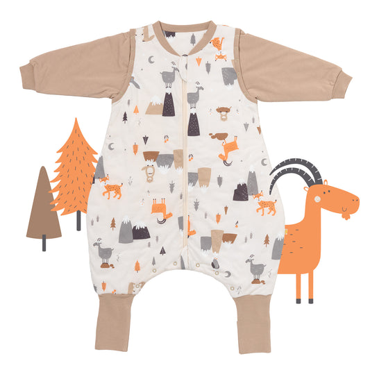 Sleeping Bag with Feet & Foldable Feet Covers - 3.5 TOG Mountain Animals