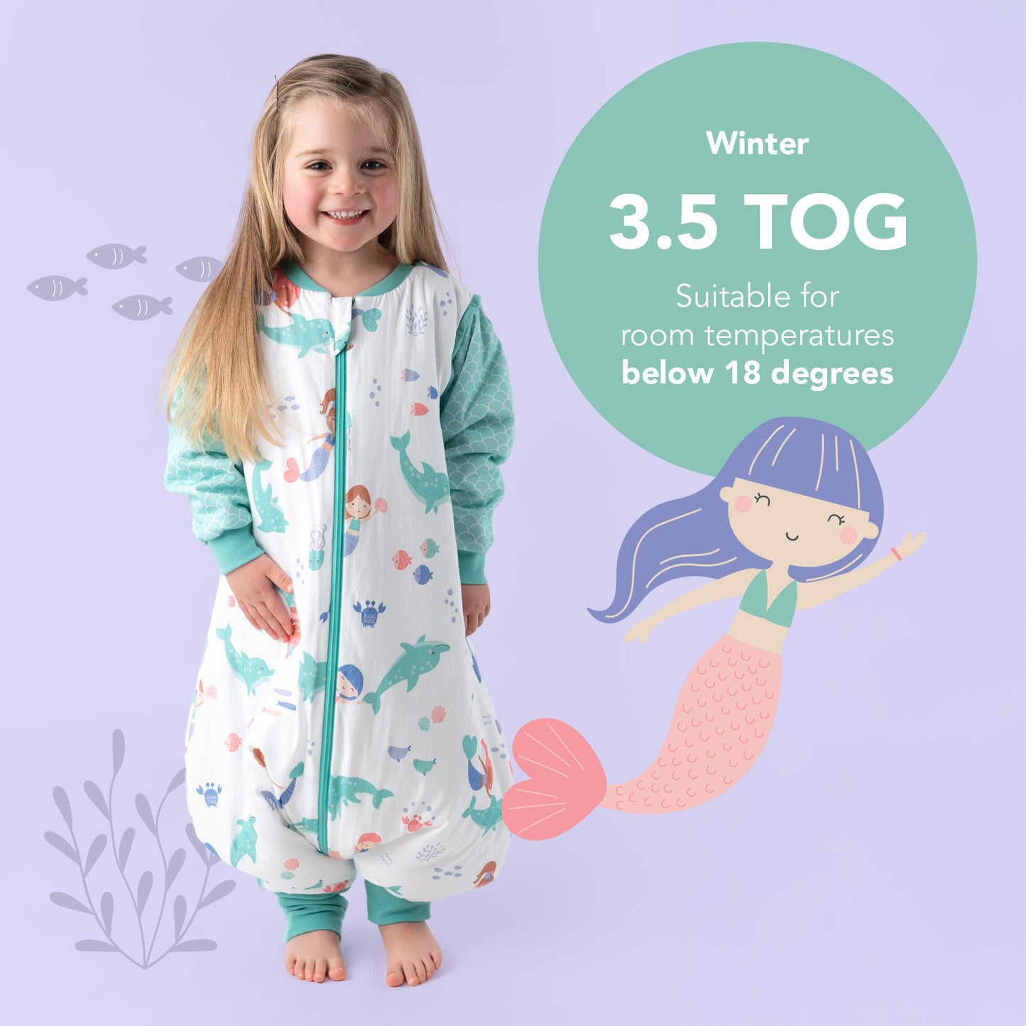 Sleeping Bag with Feet & Foldable Feet Covers - 3.5 TOG