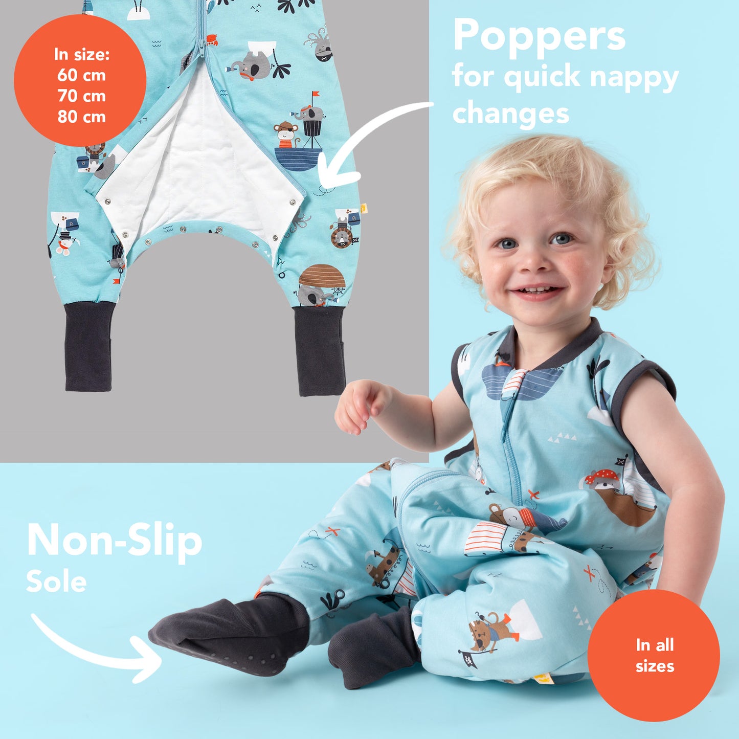 Sleeping Bag with Feet & Foldable Feet Covers - 1.0 TOG