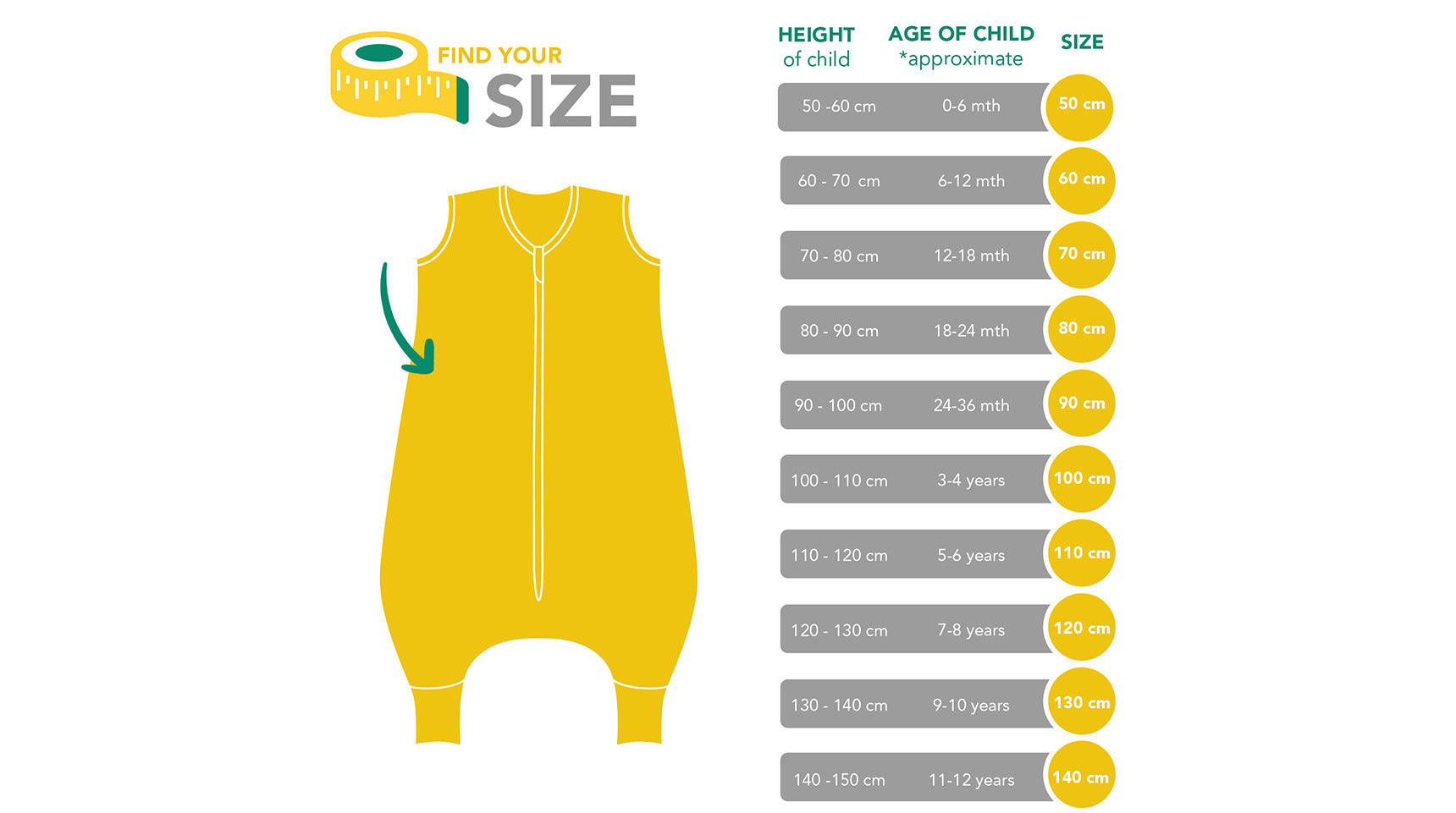 size guide sleeping bags with feet