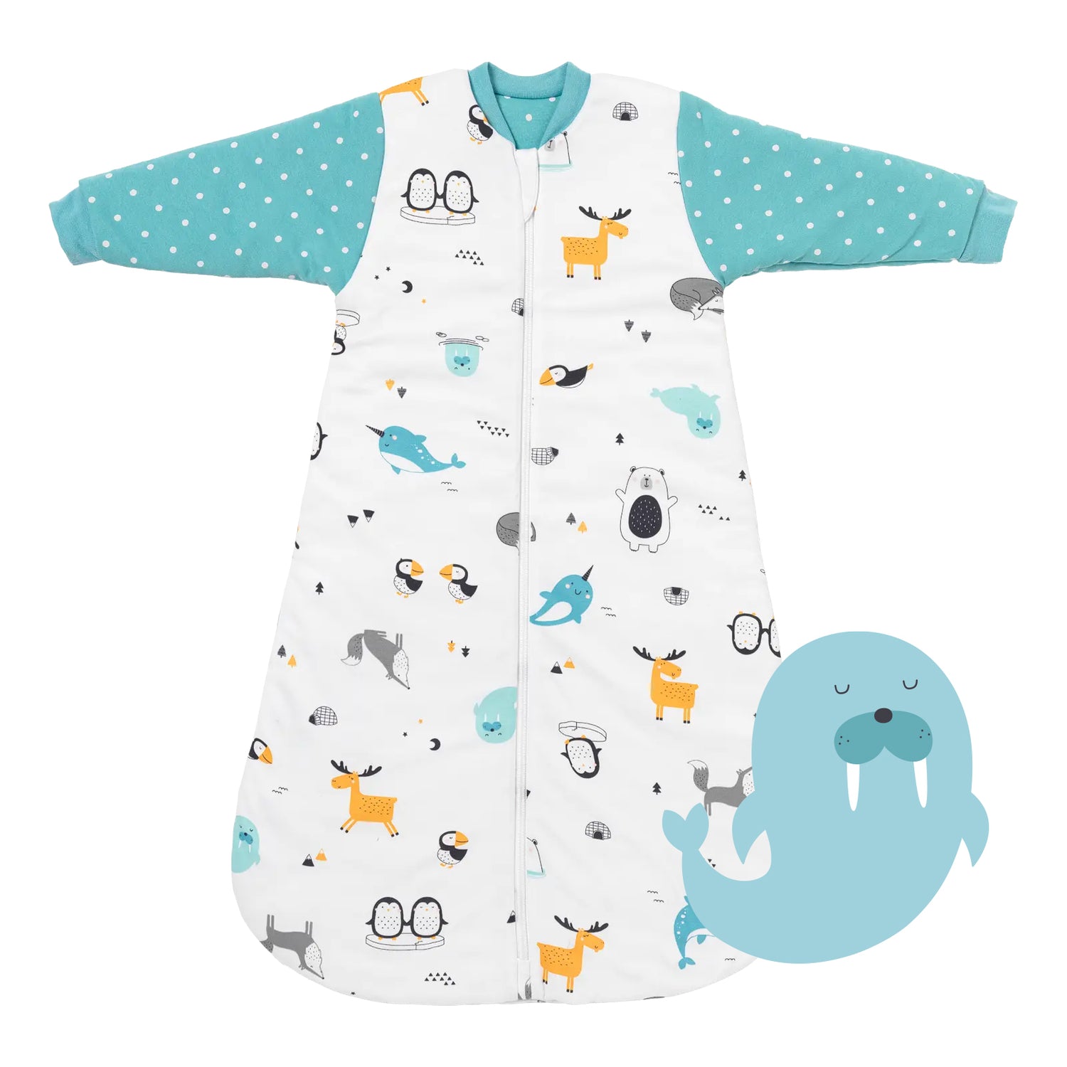 Organic Long Sleeve Baby Sleeping Bag - 3.5 TOG Polar Pals