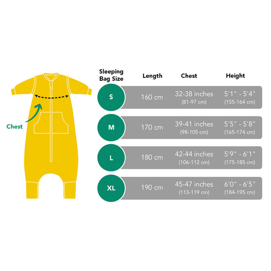 Adult Sleeping Bag with Feet & Detachable Sleeves - 2.5 TOG